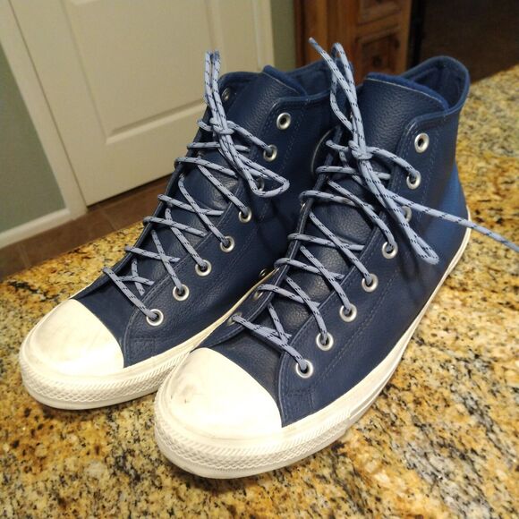 Converse CTAS High Top Leather Shoes Navy/Indigo Sz M10/W12 163338C - Picture 1 of 12